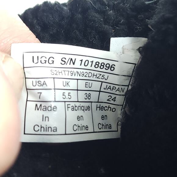 UGG Women's Fraser US7 Black Leather Lace Up Waterproof Mid Calf Shearling Boots - Picture 12 of 16